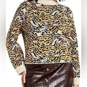 Rachel Comey~Heavy~Vibrant~Oversized~Animal Print~Knit~Pullover Sweater~Size L
